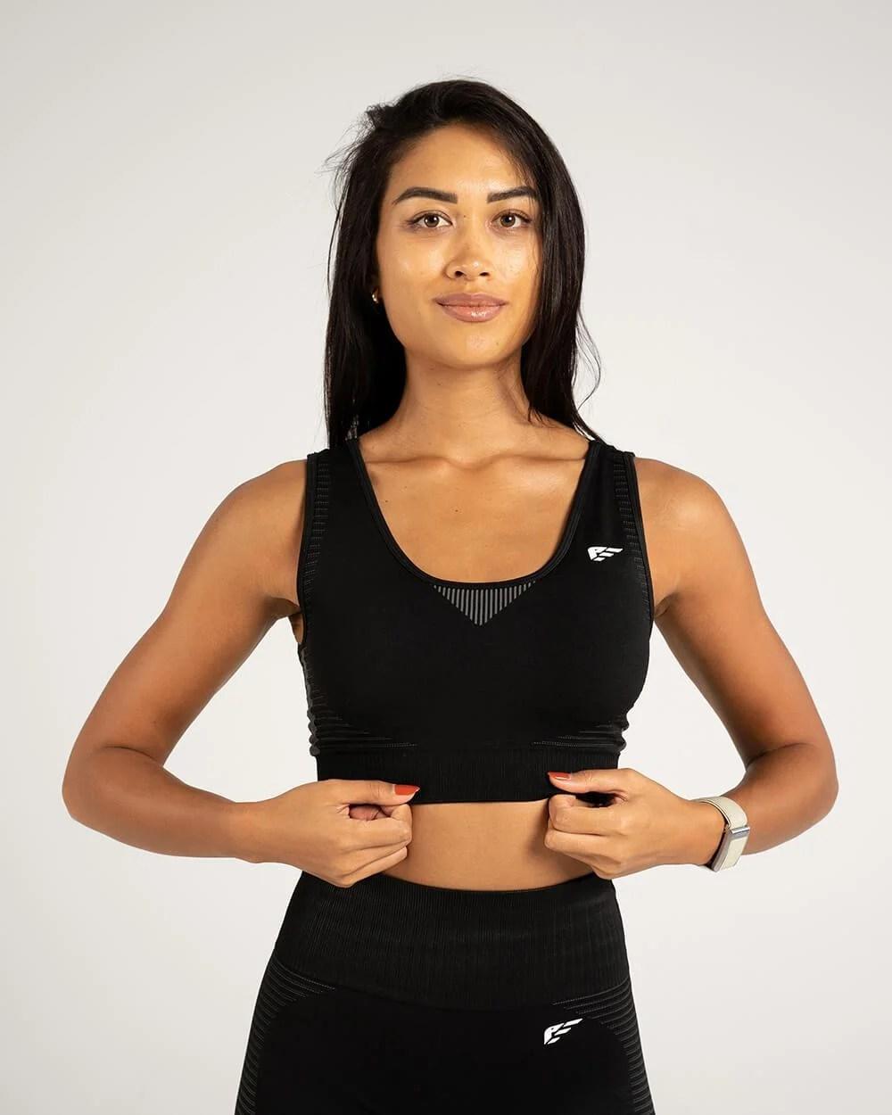 Balance Seamless Sports Bra Black Front View