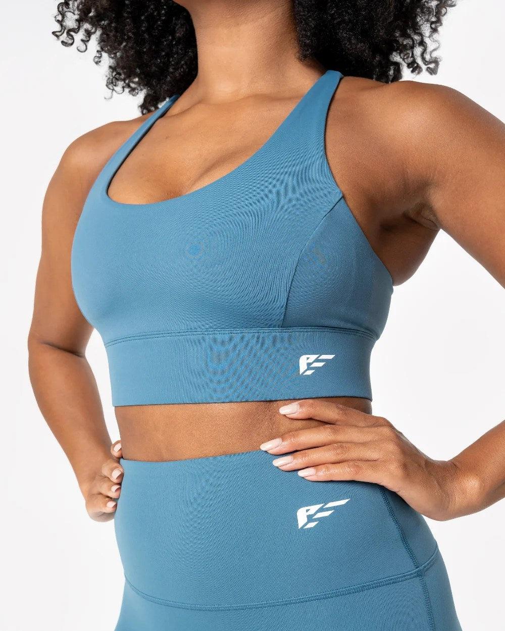 High Impact Sports Bra Blue Side Profile