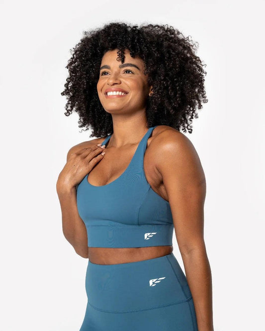 Evolve Sports Bra Blue Front View

