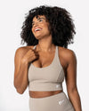 Evolve Sports Bra Tan Front View

