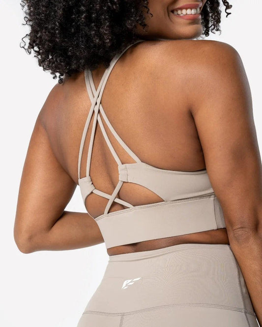 High Impact Sports Bra Tan Side Profile

