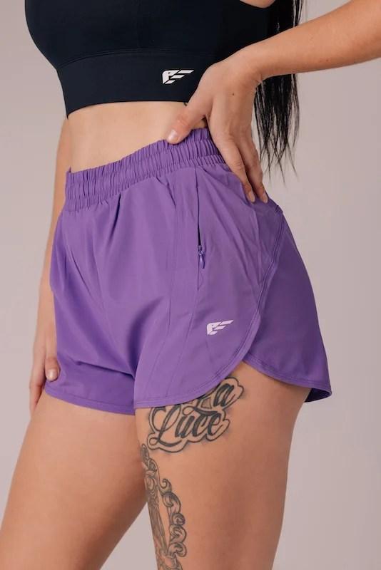 Palmfit womens shorts purple side profile

