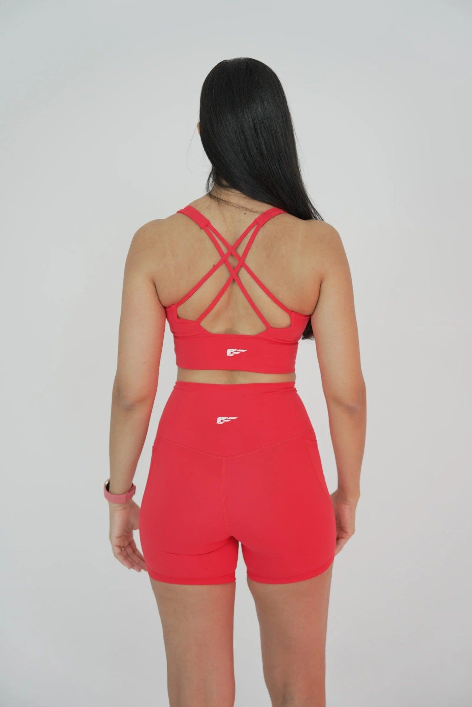 Seamless Sports Bra Red Racerback Design

