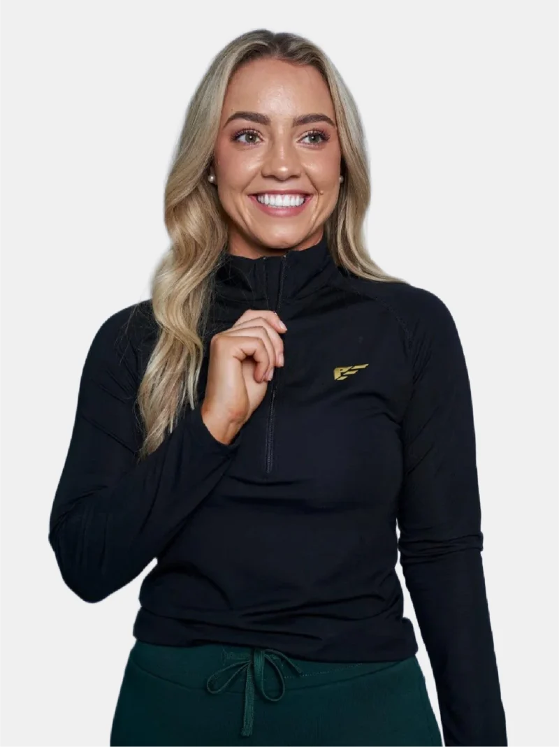COMFORT 1/4 Women's Zip Pullover - Black